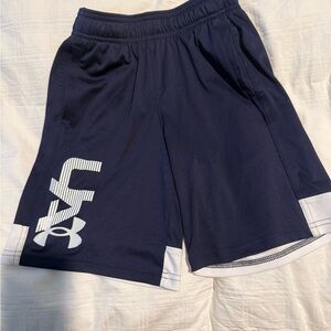 Under Armour Boys YSM Navy and White Athletic Shorts